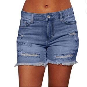 Babysbule Juniors Light Wash Distressed High Rise Denim Shorts Choose Size